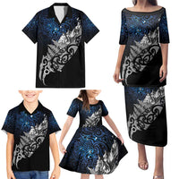 Maori Matariki Family Matching Puletasi and Hawaiian Shirt Landscape Styled Fern - Galaxy LT7 - Polynesian Pride