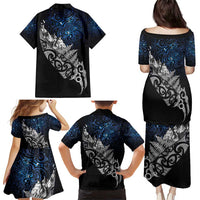 Maori Matariki Family Matching Puletasi and Hawaiian Shirt Landscape Styled Fern - Galaxy LT7 - Polynesian Pride