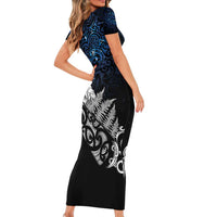 Maori Matariki Family Matching Short Sleeve Bodycon Dress and Hawaiian Shirt Landscape Styled Fern - Galaxy LT7 - Polynesian Pride