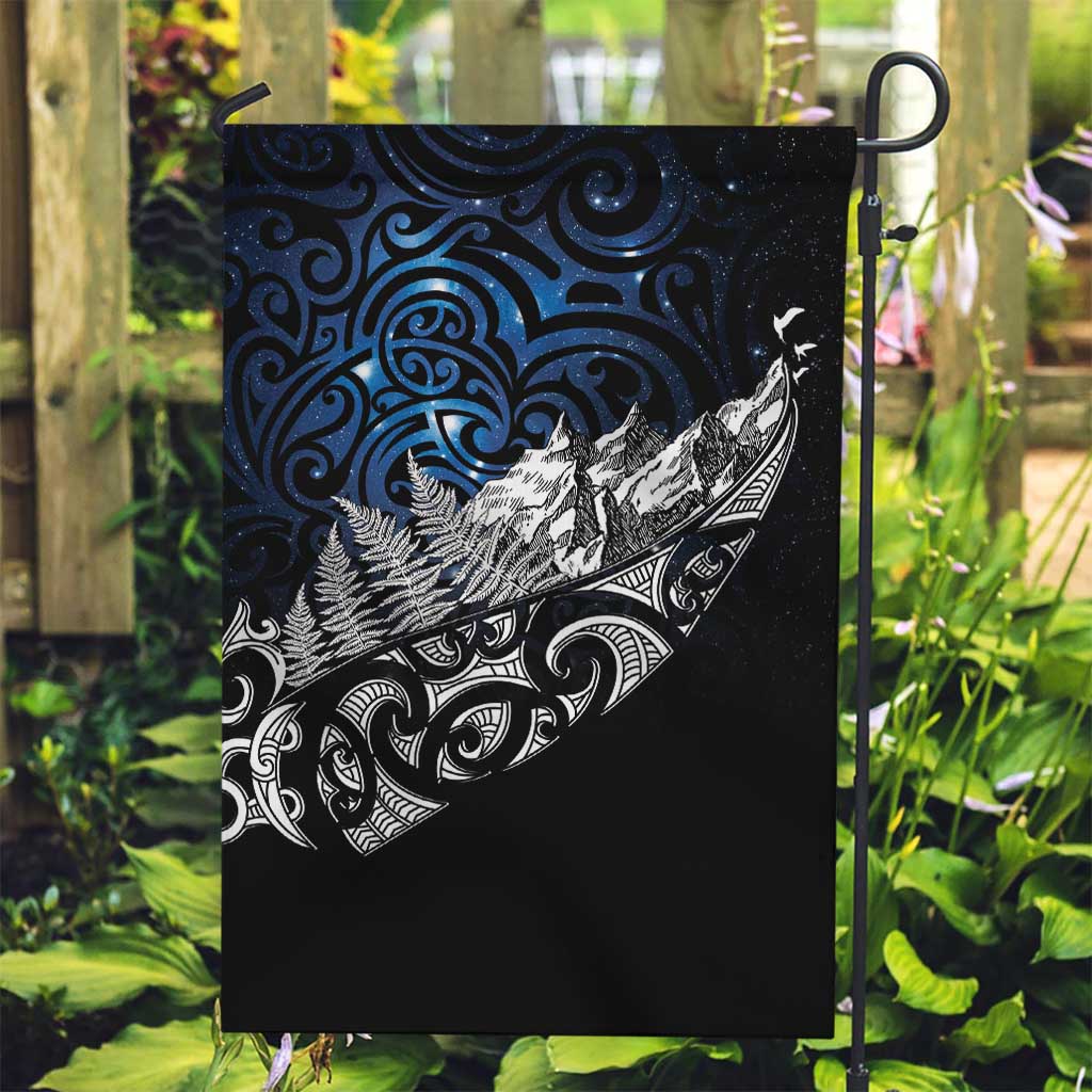Maori Matariki Garden Flag Landscape Styled Fern - Galaxy LT7 Garden Flag Black - Polynesian Pride