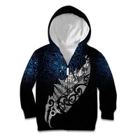 Maori Matariki Kid Hoodie Landscape Styled Fern - Galaxy LT7 Zip Hoodie Black - Polynesian Pride