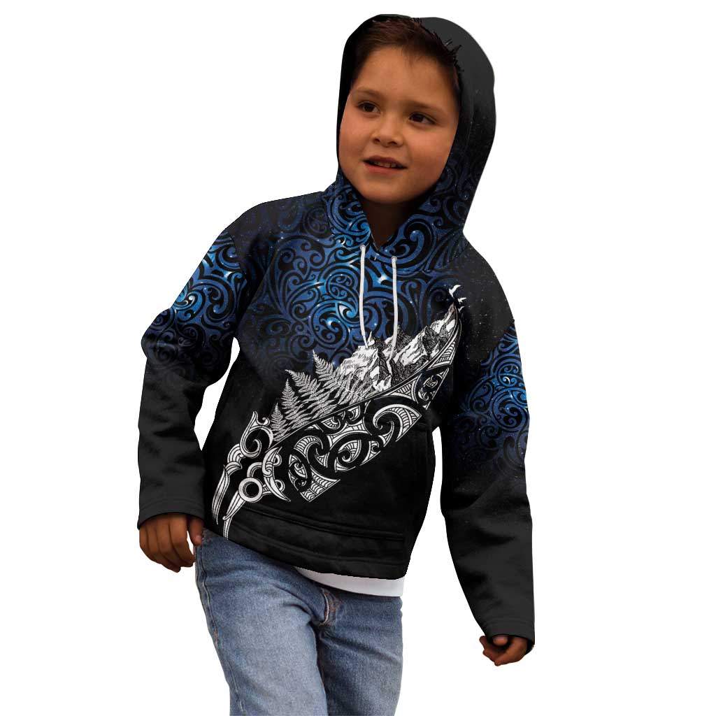 Maori Matariki Kid Hoodie Landscape Styled Fern - Galaxy LT7 - Polynesian Pride