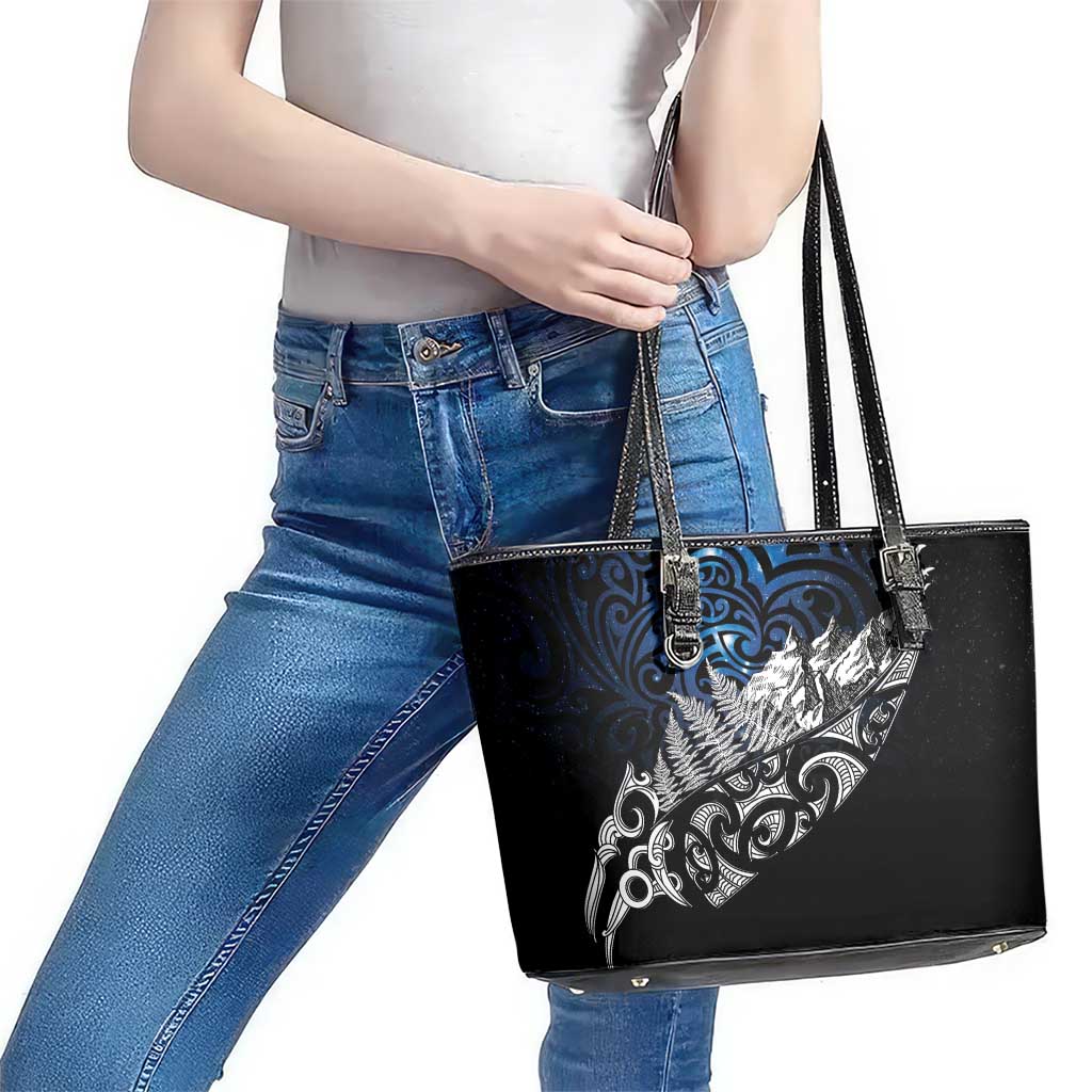 Maori Matariki Leather Tote Bag Landscape Styled Fern - Galaxy