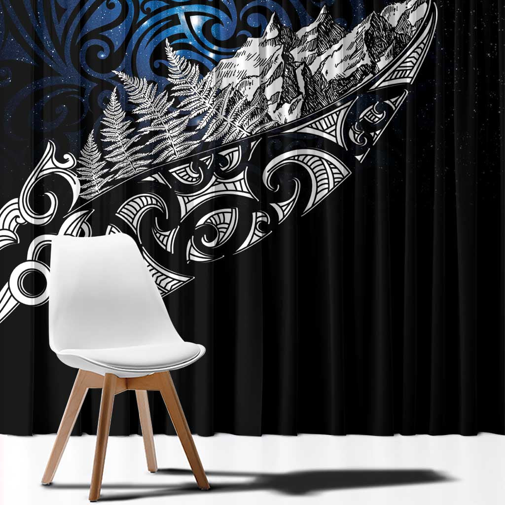 Maori Matariki Window Curtain Landscape Styled Fern - Galaxy