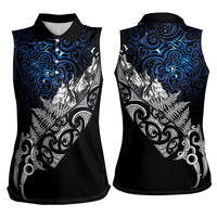 Maori Matariki Women Sleeveless Polo Shirt Landscape Styled Fern - Galaxy LT7 - Polynesian Pride
