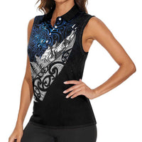 Maori Matariki Women Sleeveless Polo Shirt Landscape Styled Fern - Galaxy LT7 - Polynesian Pride