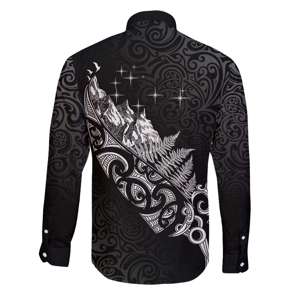 Maori Matariki Family Matching Mermaid Dress and Hawaiian Shirt Landscape Styled Fern - Monochrome LT7 - Polynesian Pride