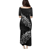 Maori Matariki Family Matching Puletasi and Hawaiian Shirt Landscape Styled Fern - Monochrome LT7 - Polynesian Pride
