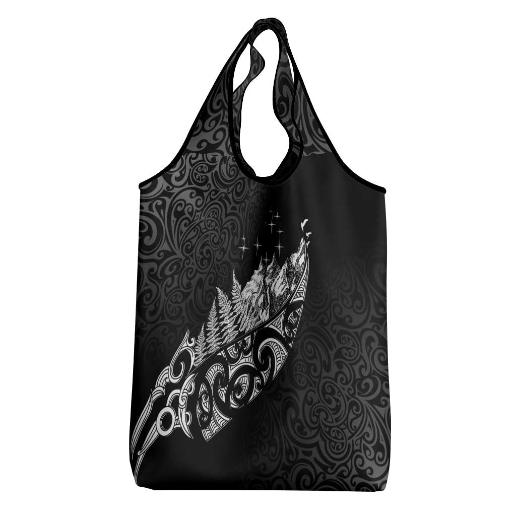 Maori Matariki Grocery Bag Landscape Styled Fern - Monochrome
