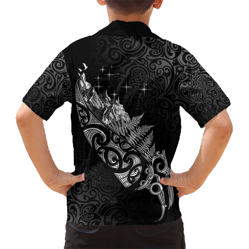 Maori Matariki Kid Hawaiian Shirt Landscape Styled Fern - Monochrome LT7 - Polynesian Pride