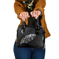 Maori Matariki Shoulder Handbag Landscape Styled Fern - Monochrome