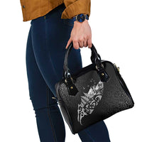 Maori Matariki Shoulder Handbag Landscape Styled Fern - Monochrome