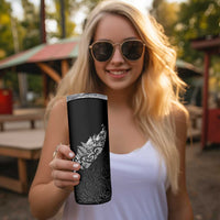 Maori Matariki Skinny Tumbler Landscape Styled Fern - Monochrome LT7 - Polynesian Pride