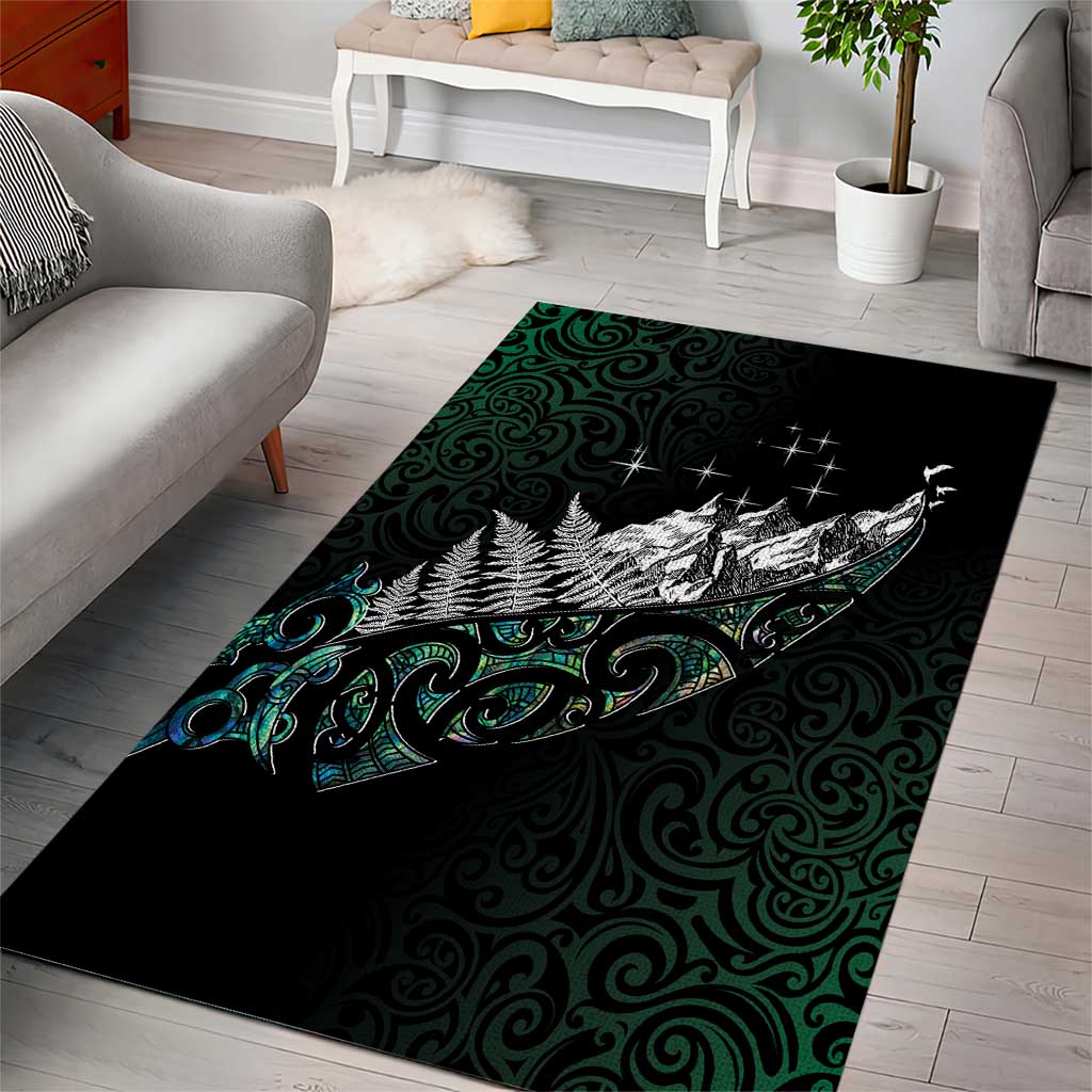 Maori Matariki Area Rug Landscape Styled Fern - Paua Shell