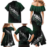 Maori Matariki Family Matching Mermaid Dress and Hawaiian Shirt Landscape Styled Fern - Paua Shell LT7 - Polynesian Pride