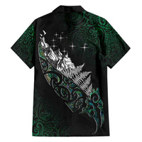 Maori Matariki Family Matching Off Shoulder Short Dress and Hawaiian Shirt Landscape Styled Fern - Paua Shell LT7 - Polynesian Pride