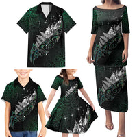 Maori Matariki Family Matching Puletasi and Hawaiian Shirt Landscape Styled Fern - Paua Shell LT7 - Polynesian Pride
