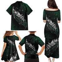 Maori Matariki Family Matching Puletasi and Hawaiian Shirt Landscape Styled Fern - Paua Shell LT7 - Polynesian Pride
