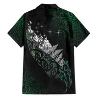 Maori Matariki Family Matching Short Sleeve Bodycon Dress and Hawaiian Shirt Landscape Styled Fern - Paua Shell LT7 - Polynesian Pride