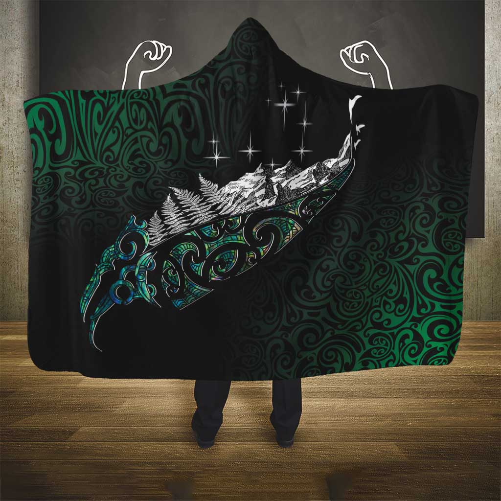 Maori Matariki Hooded Blanket Landscape Styled Fern - Paua Shell LT7 - Polynesian Pride