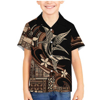 Samoa Manuia le Aso Tuto'atasi Family Matching Mermaid Dress and Hawaiian Shirt Siapo Mamanu Mix Tatau Marlin LT7 Son's Shirt Black - Polynesian Pride