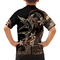 Samoa Manuia le Aso Tuto'atasi Family Matching Off The Shoulder Long Sleeve Dress and Hawaiian Shirt Siapo Mamanu Mix Tatau Marlin LT7 - Polynesian Pride