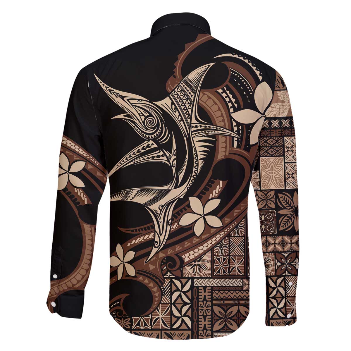 Samoa Manuia le Aso Tuto'atasi Family Matching Off The Shoulder Long Sleeve Dress and Hawaiian Shirt Siapo Mamanu Mix Tatau Marlin LT7 - Polynesian Pride