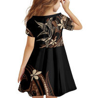 Samoa Manuia le Aso Tuto'atasi Family Matching Off Shoulder Short Dress and Hawaiian Shirt Siapo Mamanu Mix Tatau Marlin LT7 - Polynesian Pride