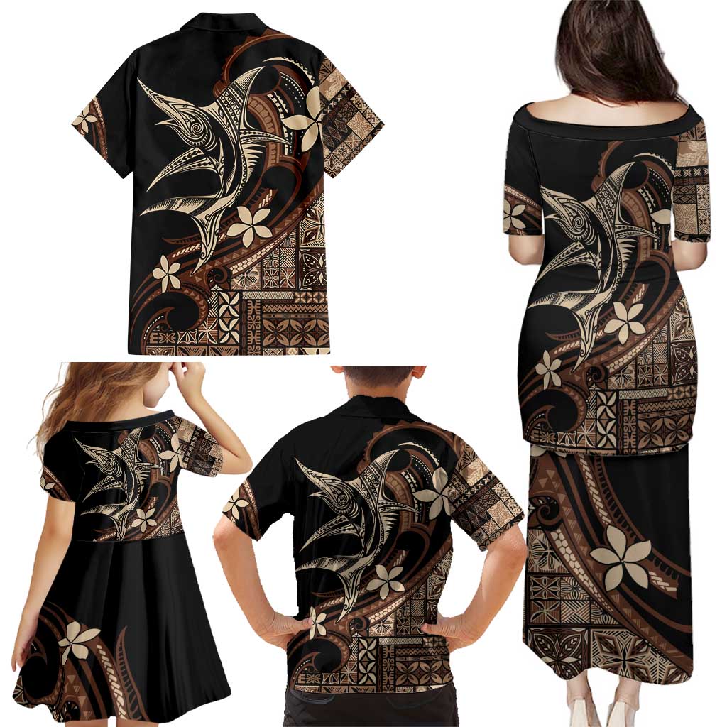 Samoa Manuia le Aso Tuto'atasi Family Matching Puletasi and Hawaiian Shirt Siapo Mamanu Mix Tatau Marlin LT7 - Polynesian Pride
