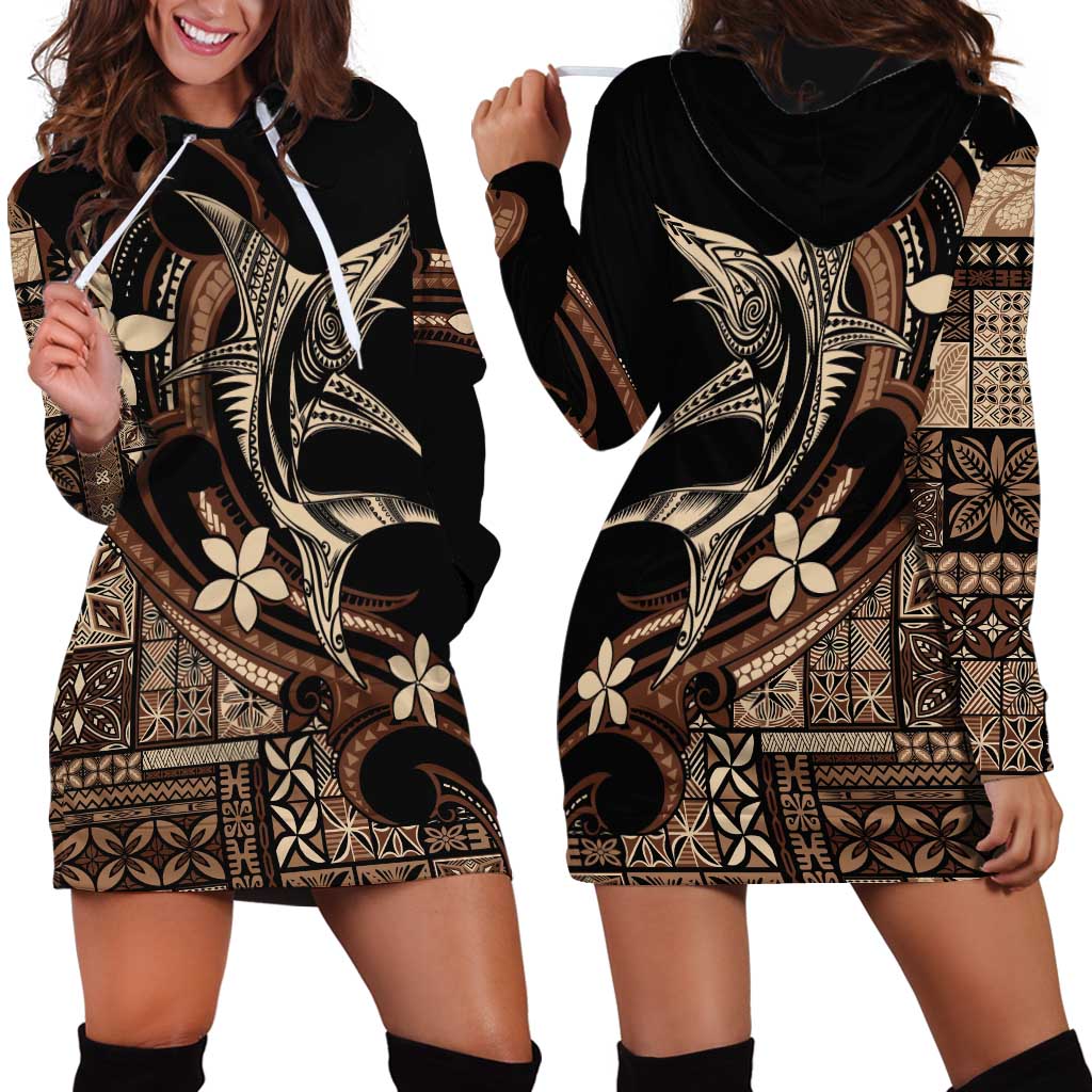 Samoa Manuia le Aso Tuto'atasi Hoodie Dress Siapo Mamanu Mix Tatau Marlin LT7 - Polynesian Pride