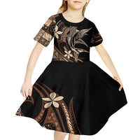 Samoa Manuia le Aso Tuto'atasi Kid Short Sleeve Dress Siapo Mamanu Mix Tatau Marlin LT7 - Polynesian Pride