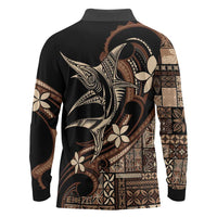 Samoa Manuia le Aso Tuto'atasi Long Sleeve Polo Shirt Siapo Mamanu Mix Tatau Marlin LT7 - Polynesian Pride