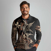 Samoa Manuia le Aso Tuto'atasi Long Sleeve Polo Shirt Siapo Mamanu Mix Tatau Marlin LT7 - Polynesian Pride