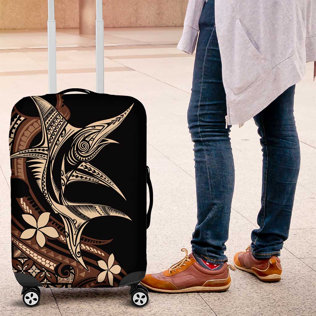 Samoa Manuia le Aso Tuto'atasi Luggage Cover Siapo Mamanu Mix Tatau Marlin LT7 Black - Polynesian Pride