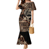 Samoa Manuia le Aso Tuto'atasi Mermaid Dress Siapo Mamanu Mix Tatau Marlin LT7 Women Black - Polynesian Pride