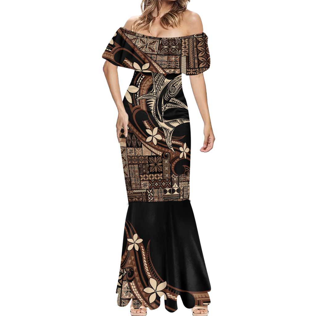 Samoa Manuia le Aso Tuto'atasi Mermaid Dress Siapo Mamanu Mix Tatau Marlin LT7 - Polynesian Pride