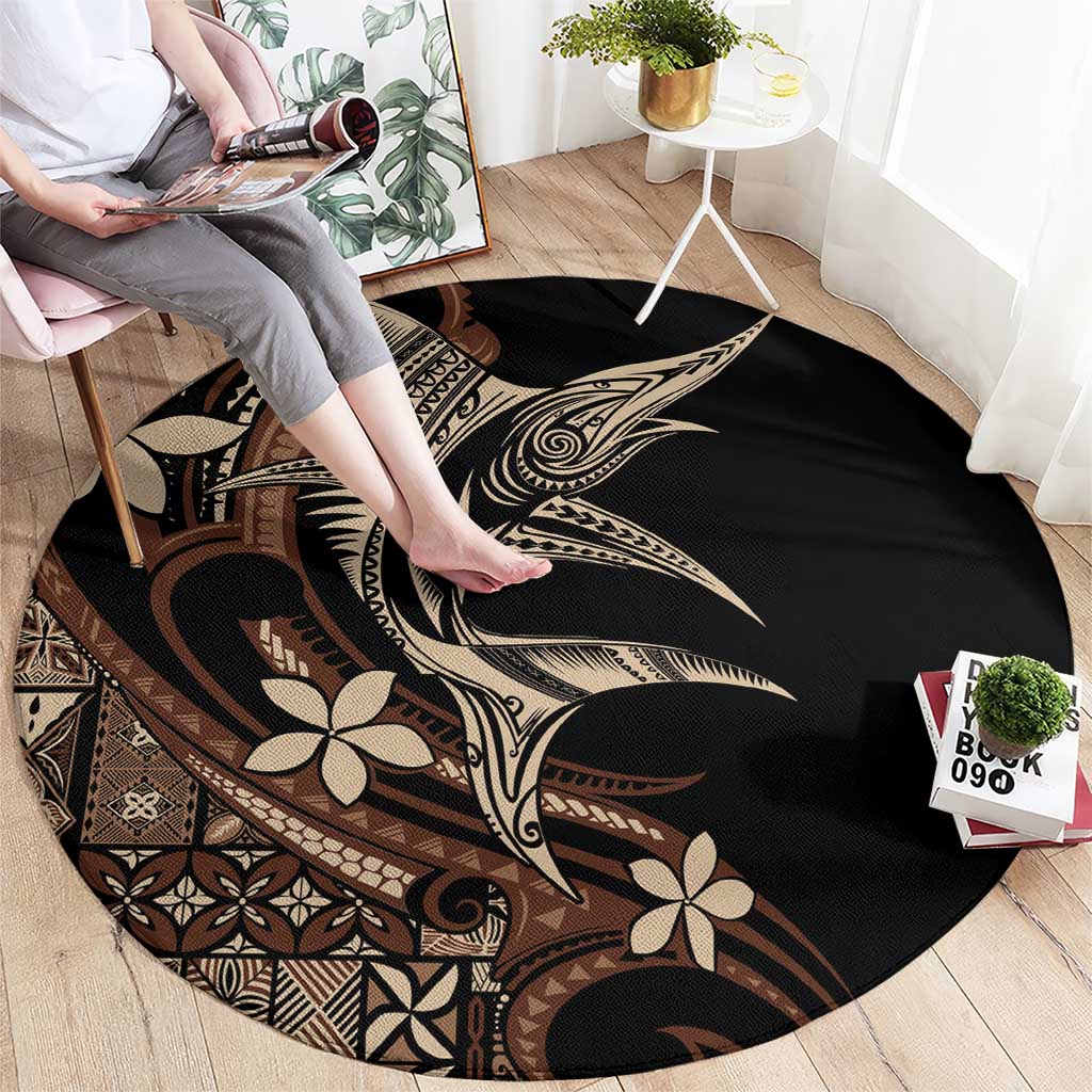 Samoa Manuia le Aso Tuto'atasi Round Carpet Siapo Mamanu Mix Tatau Marlin