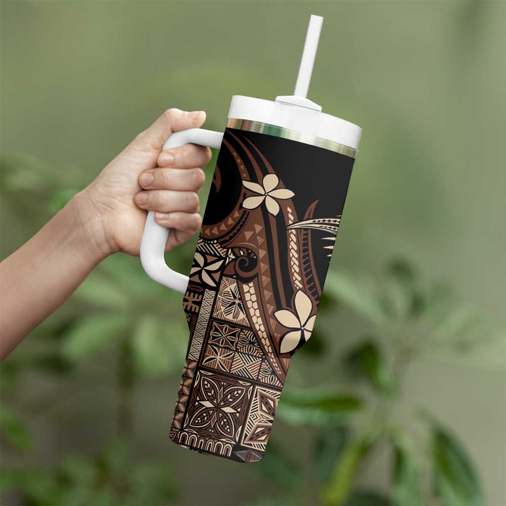 Samoa Manuia le Aso Tuto'atasi Tumbler With Handle Siapo Mamanu Mix Tatau Marlin