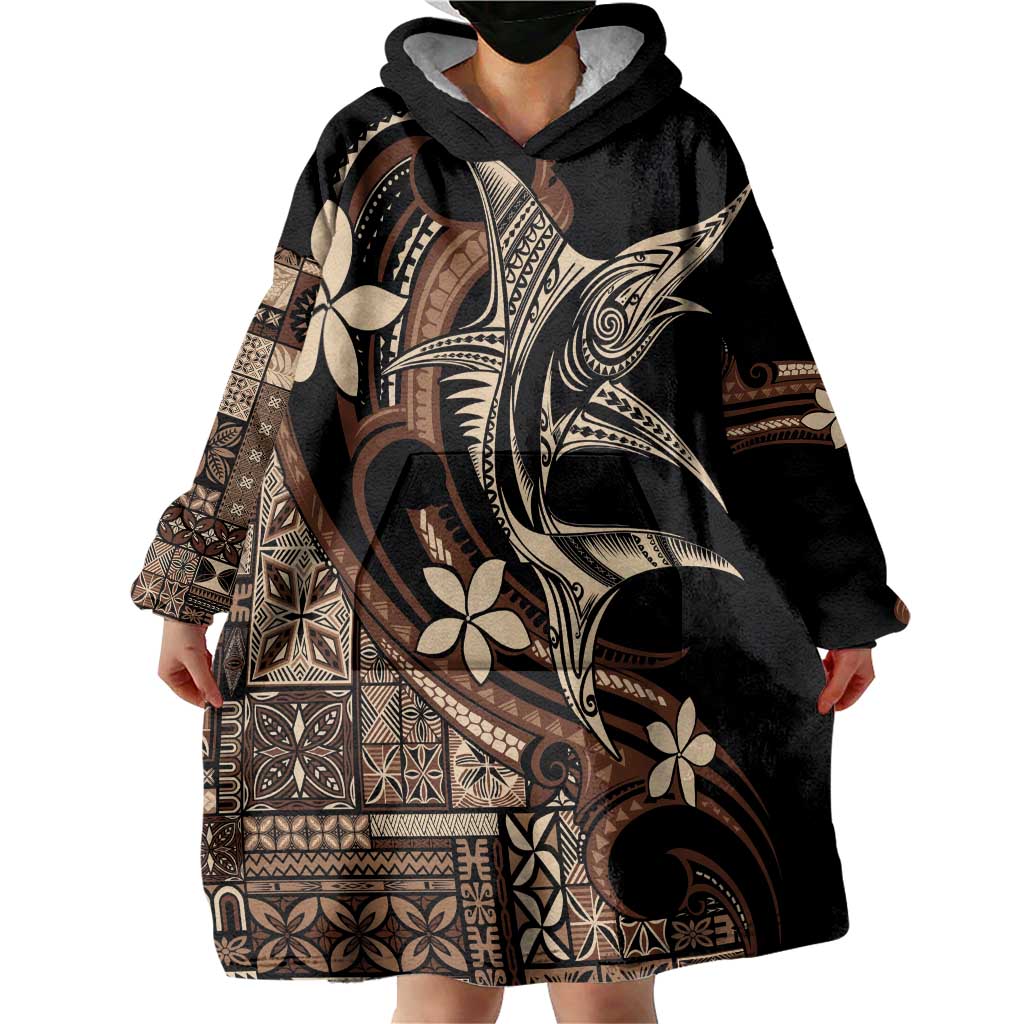 Samoa Manuia le Aso Tuto'atasi Wearable Blanket Hoodie Siapo Mamanu Mix Tatau Marlin LT7 - Polynesian Pride