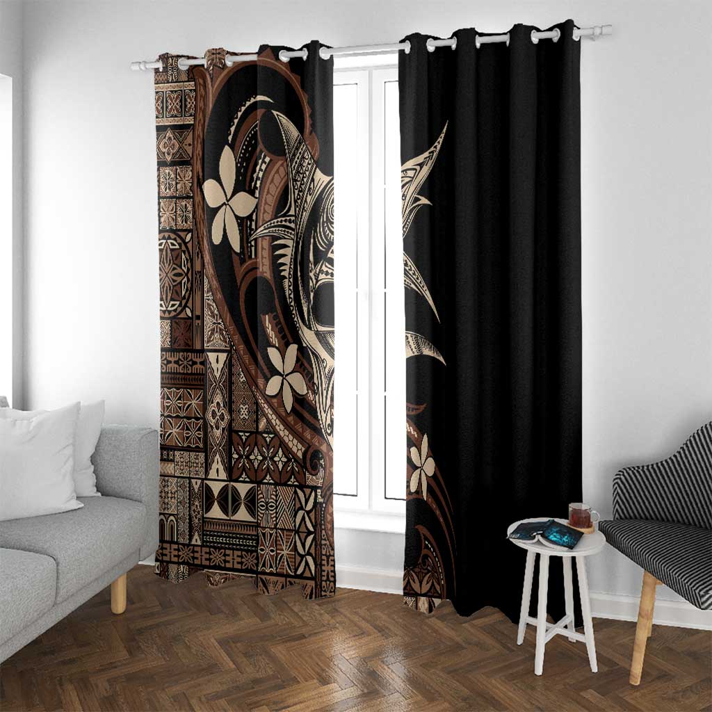 Samoa Manuia le Aso Tuto'atasi Window Curtain Siapo Mamanu Mix Tatau Marlin