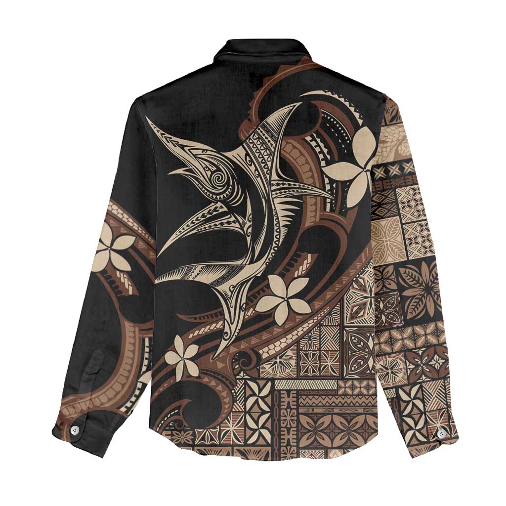 Samoa Manuia le Aso Tuto'atasi Women Casual Shirt Siapo Mamanu Mix Tatau Marlin LT7 - Polynesian Pride