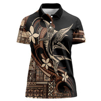 Samoa Manuia le Aso Tuto'atasi Women Polo Shirt Siapo Mamanu Mix Tatau Marlin LT7 Female Black - Polynesian Pride