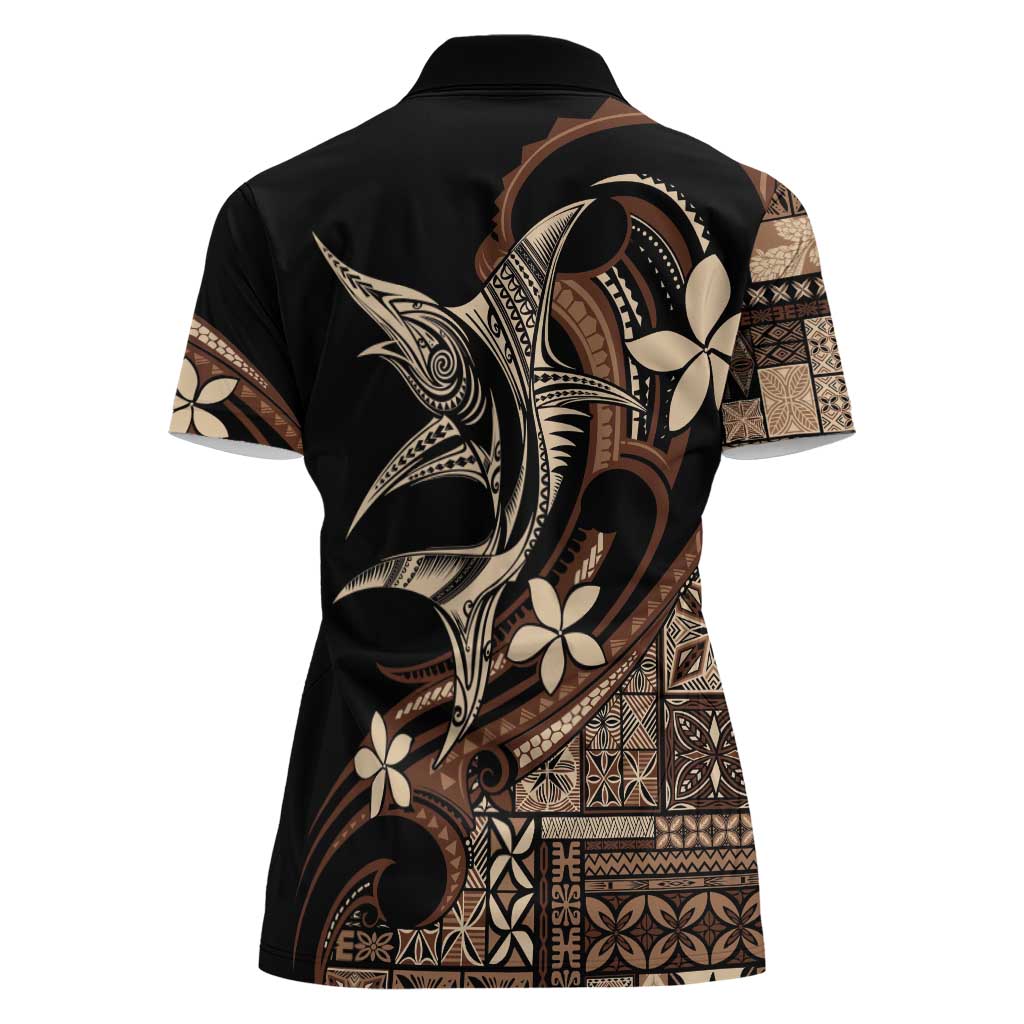Samoa Manuia le Aso Tuto'atasi Women Polo Shirt Siapo Mamanu Mix Tatau Marlin LT7 - Polynesian Pride