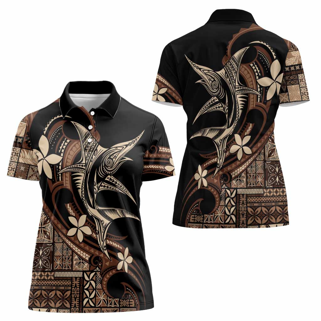 Samoa Manuia le Aso Tuto'atasi Women Polo Shirt Siapo Mamanu Mix Tatau Marlin LT7 - Polynesian Pride