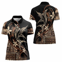 Samoa Manuia le Aso Tuto'atasi Women Polo Shirt Siapo Mamanu Mix Tatau Marlin LT7 - Polynesian Pride