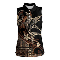 Samoa Manuia le Aso Tuto'atasi Women Sleeveless Polo Shirt Siapo Mamanu Mix Tatau Marlin LT7 Female Black - Polynesian Pride