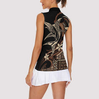 Samoa Manuia le Aso Tuto'atasi Women Sleeveless Polo Shirt Siapo Mamanu Mix Tatau Marlin LT7 - Polynesian Pride