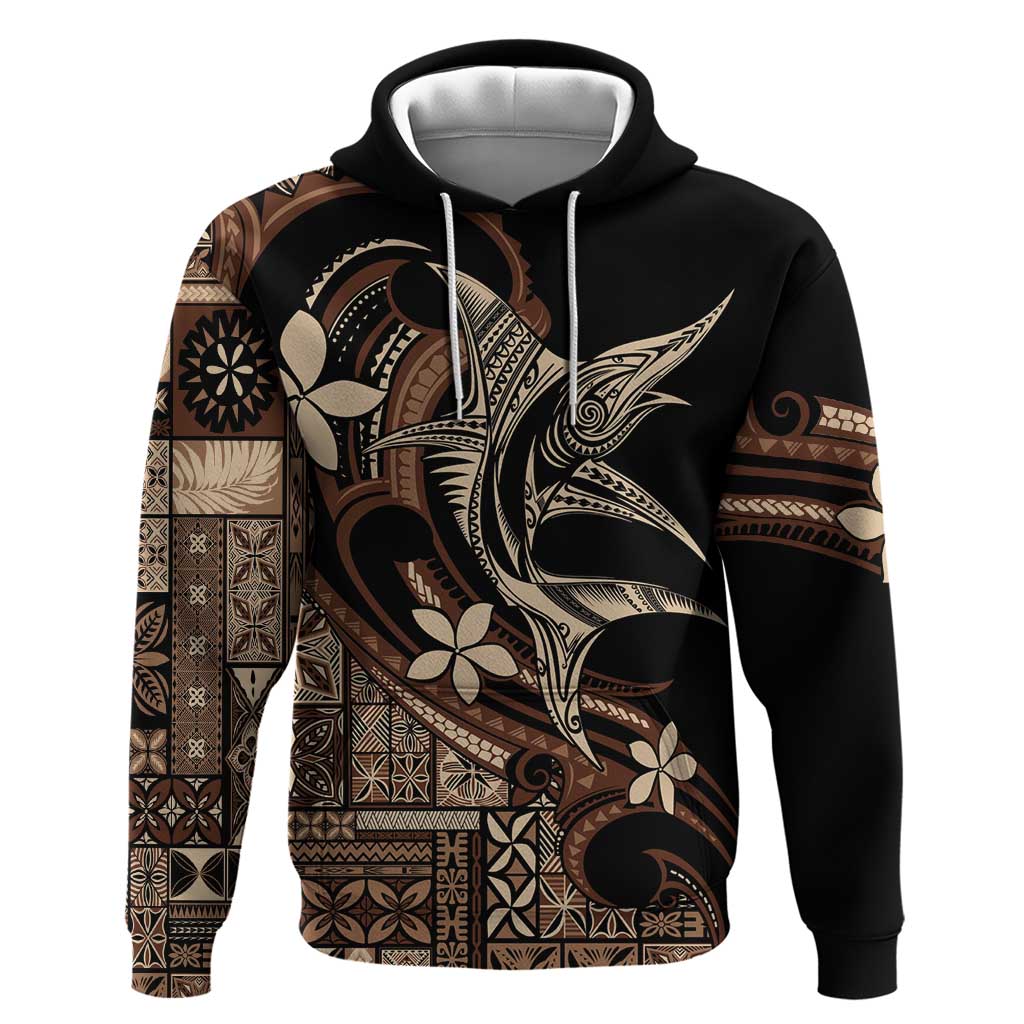 Samoa Manuia le Aso Tuto'atasi Zip Hoodie Siapo Mamanu Mix Tatau Marlin LT7 Pullover Hoodie Black - Polynesian Pride