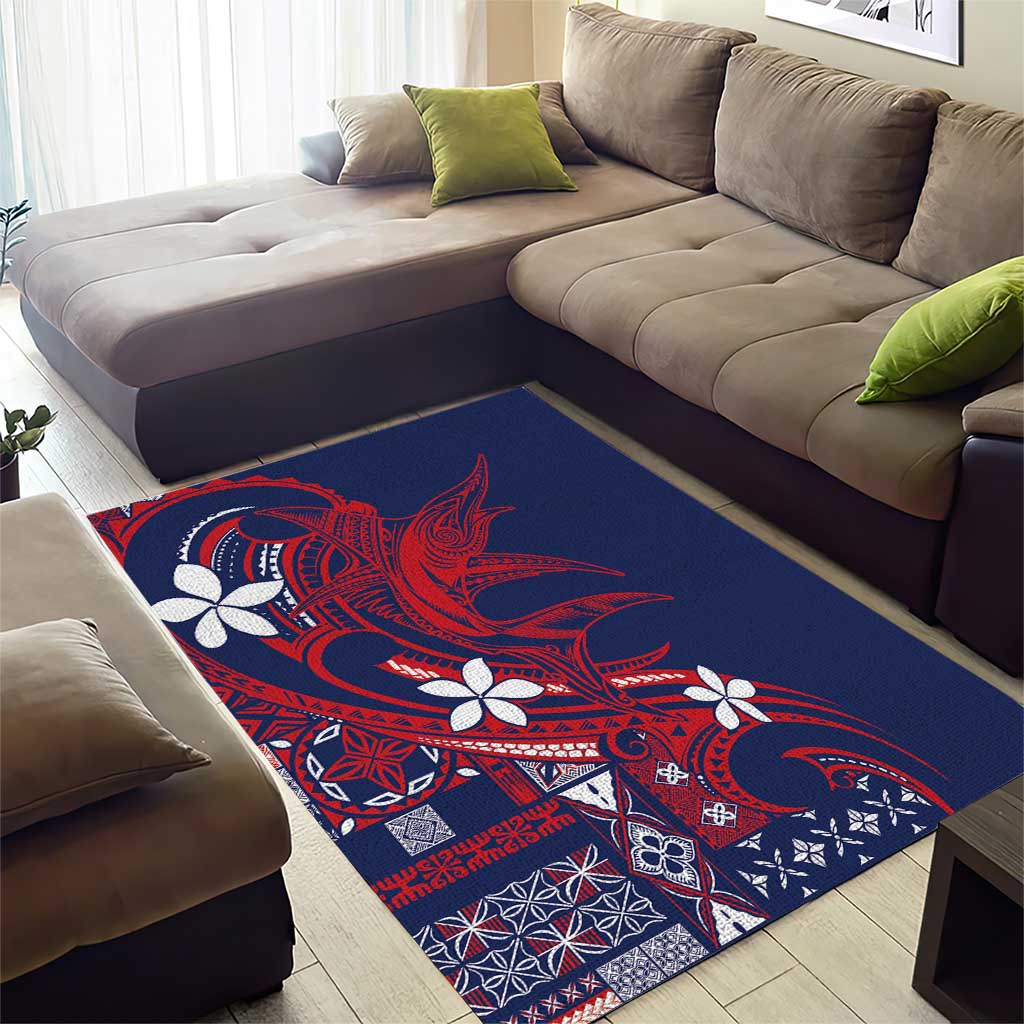 Samoa Manuia le Aso Tuto'atasi Area Rug Siapo Mamanu Mix Tatau Marlin - Flag Color LT7 - Polynesian Pride