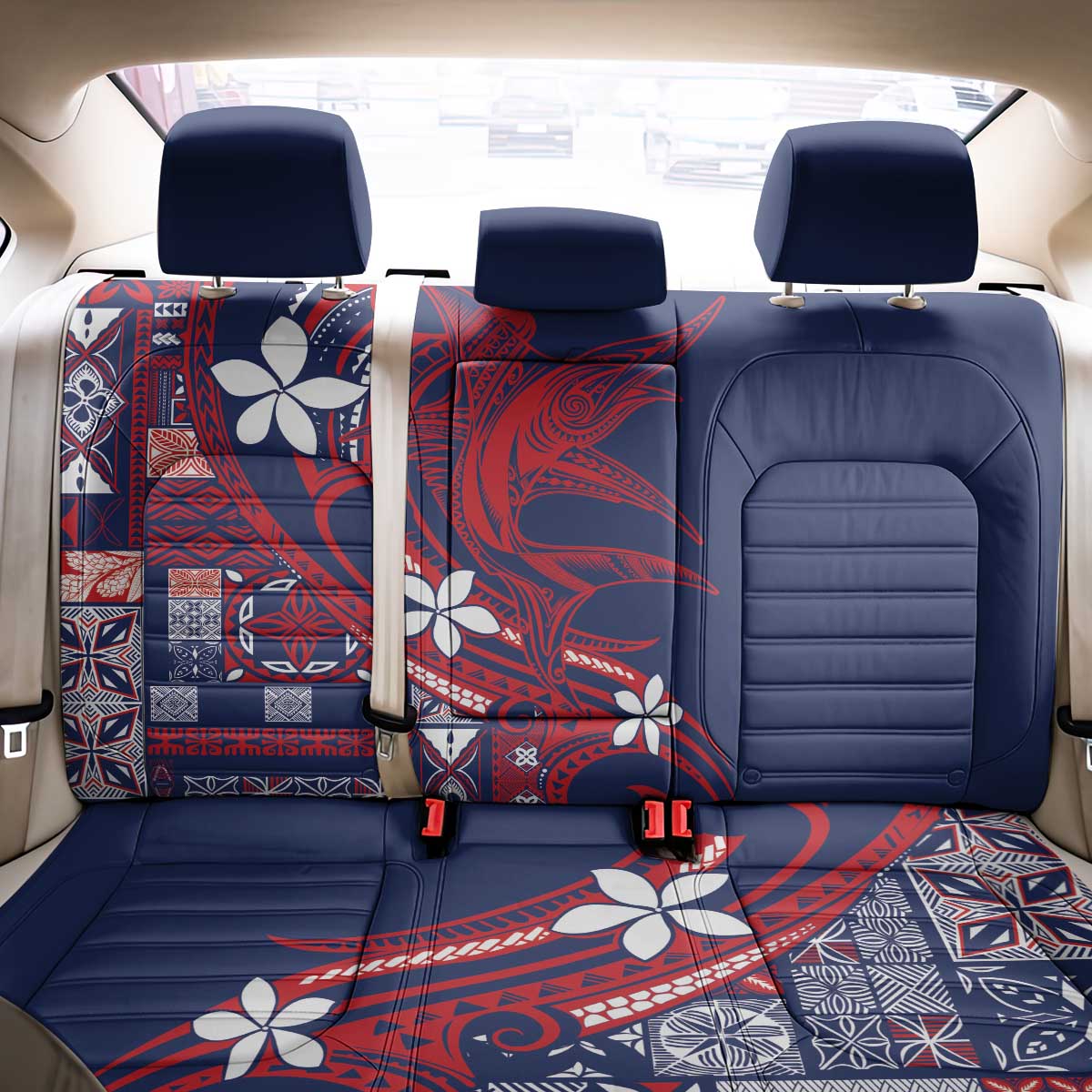 Samoa Manuia le Aso Tuto'atasi Back Car Seat Cover Siapo Mamanu Mix Tatau Marlin - Flag Color LT7 - Polynesian Pride